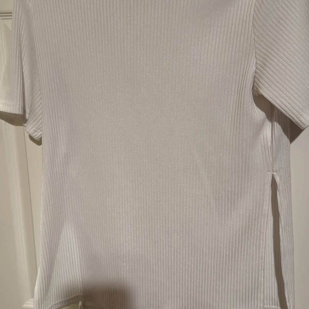 Ribbed Short Sleeve Tee in White